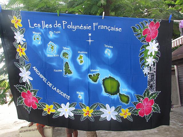 Pareau with map of French Polynesia