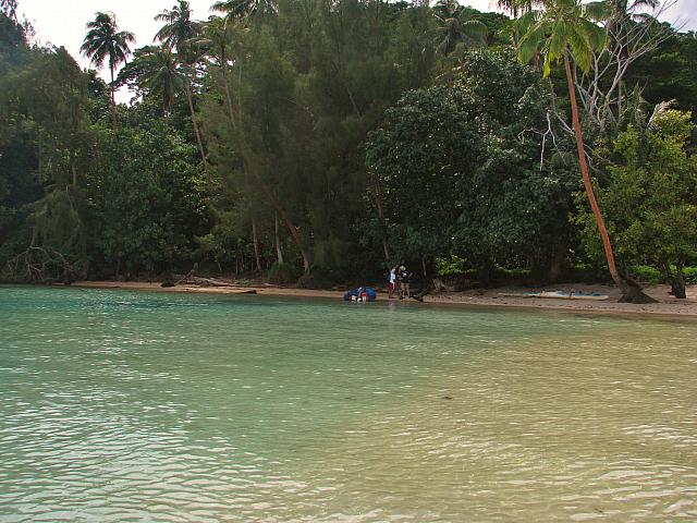 Looking back toward the beach after wading out into the water