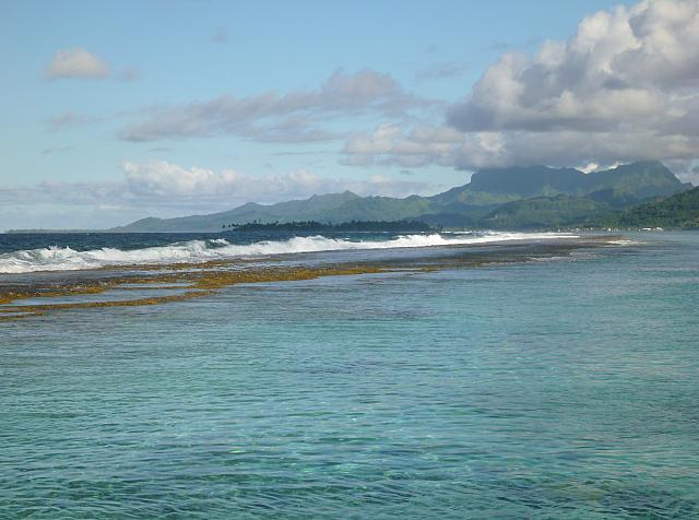 Waves, the reef and Raiatea