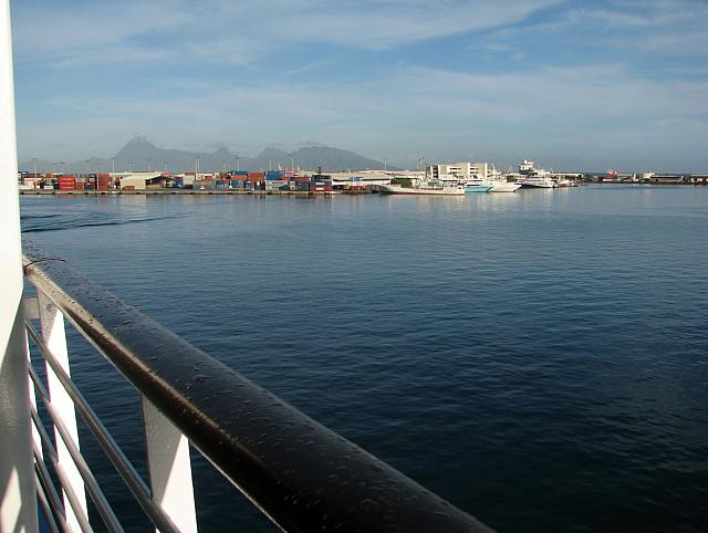 First morning in Papeete...from veranda, with Moorea in the distance