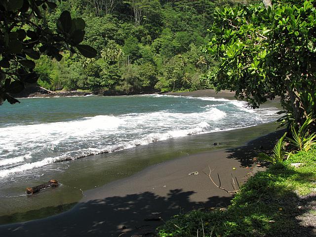 Dark sand beach