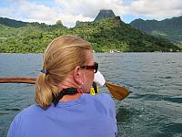 Paddling across Cook's Bay