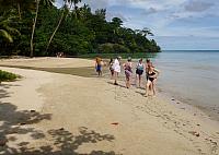 The crew enjoys the beach